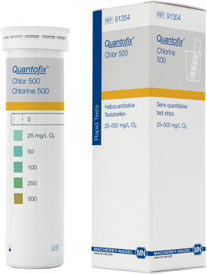 TIRAS REACTIVAS SEMICUANTITATIVAS QUANTOFIX CLORO RANGO 0-500 PPM CL2 MACHEREY NAGEL 100 TIRAS 91354