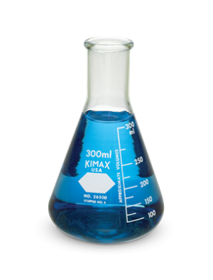 MATRAZ ERLENMEYER 250ML BOCA ANG. GRAD. BLANCA ASTM E438 KIMAX KIMBLE UN 26500-250