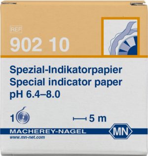 PAPEL INDICADOR PH 6.4 - 8.0 GRAD 0.3 ROLLO 5 M X 7 MM ANCHO MACHEREY NAGEL UN 90210
