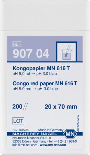 PAPEL CONGO MN 616T RNG PH 3.0-5.0 TIRAS 20 MM x 70 MM SENS MEDIA MACHEREY NAGEL 200 TIRAS 90704