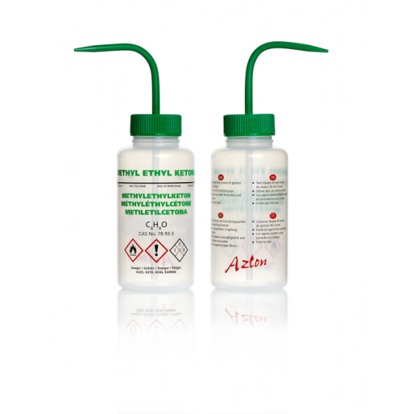 PIZETA PLASTICA 500ML ROTULO METIL ETIL CETANO ING-ESP-AL-FRA AZLON UN WGW703PP