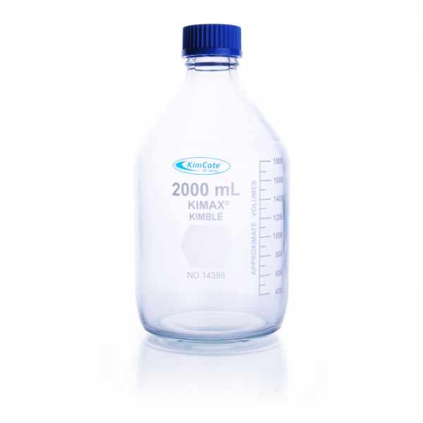 FRASCO VIDRIO GRAD. 500ML B/ANCHA T/ROSCA AZUL AUTOCLAVABLE GLS80 KIMAX KIMBLE UN 14393-500