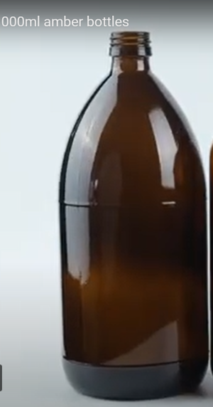 BOTELLA VIDRIO AMBAR 1000ML C/TAPA ROSCA VMTEMP 1 UNIDAD 25874