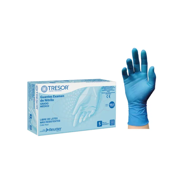 GUANTE NITRILO (VERDE O AZUL) "S" S/POLVO 50 PARES TRESOR 1 CAJA 2419