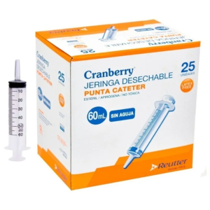 JERINGA DESECHABLE 60 ML PUNTA CATETER CRAMBERRY UN