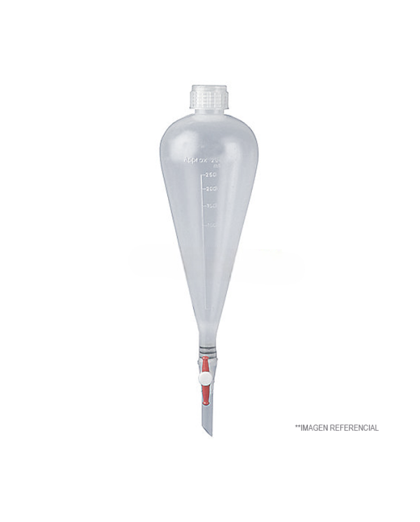 EMBUDO DECANTACION POLIPROPILENO LLAVE PTFE 250 ML UN