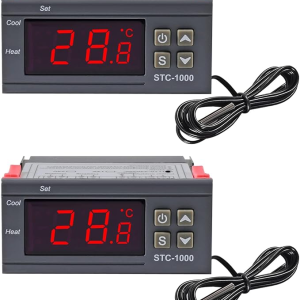 CONTROLADOR DE TEMPERATURA LED DIGITAL MULTIUSOS 2 RELES SALIDA C/SONDA SENSOR NTC VMTEMP STC-1000