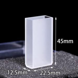 CUBETA CUARZO 7 ML 20 MM PASO OPTICO C/TAPA PTFE DIM EXTERNAS 45 MM ALTURA X 12,5 ANCHO X 22,5 MM AN