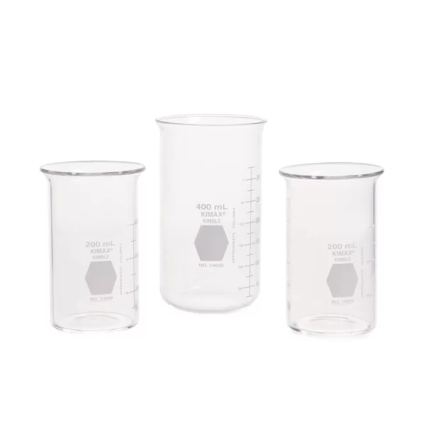 VASO BERZELIUS, FORMA ALTA DE 200 ML, SIN VERTEDERO KIMAX KIMBLE 1 UNIDAD 14020-200