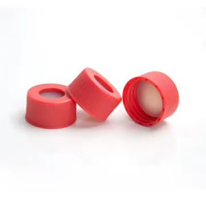 TAPA ROSCA ROJA 24MM ORIFICIO CENTRAL CON SEPTA PTFE/SILICONA 22X3MM 100UN