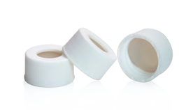 TAPA ROSCA BLANCA 24/400 ORIFICIO CENTRAL CON SEPTA PTFE/SILICONA 100UN